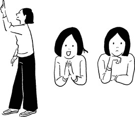 考える女性のベクター線画