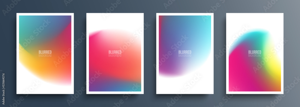 Leinwandbilder Set of blurred backgrounds with multicolored soft color gradients for your creative graphic design. Vector illustration.