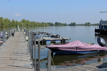 mooring for motor boats on the river