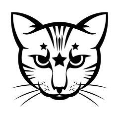Cat face, magic cat, witches  mascot. Cat logo template. Vector illustration.