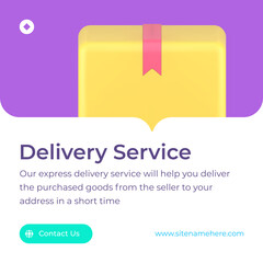 Delivery service commercial freight transportation cargo box social media post 3d icon vector