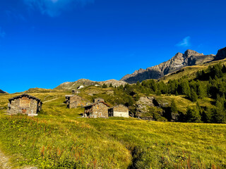 Fototapeta na wymiar Alpine village in Swiss Alps