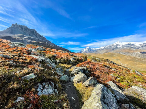 Autumn colors in mountains near Lanslevillard