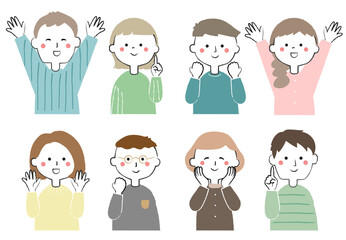 喜ぶ男性と女性のアイコン　嬉しい　幸せ　楽しい