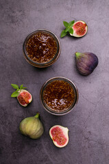 Jam figs in a glass jar