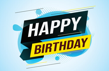 happy birthday word concept vector illustration with blue lines modern futuristic 3d style for landing page template web mobile app poster banner flyer background gift card coupon label wallpaper