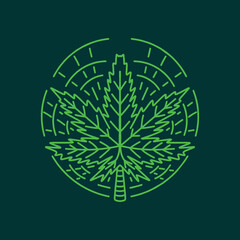 Monoline Cannabis Leaf logo Design vector graphic