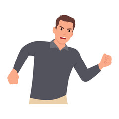 Young man angry. Flat vector illustration isolated on white background