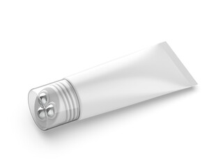 Blank Stainless Steel Roller Ball Applicator Cosmetic Container Tube With Cap, 3d render illustration.