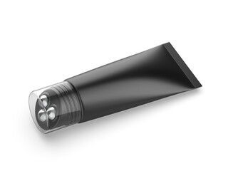 Blank Stainless Steel Roller Ball Applicator Cosmetic Container Tube With Cap, 3d render illustration.