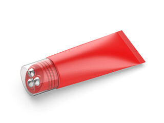 Blank Stainless Steel Roller Ball Applicator Cosmetic Container Tube With Cap, 3d render illustration.