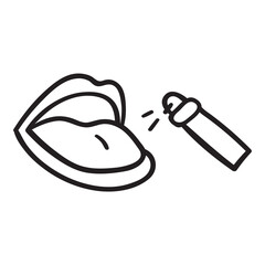 Mouth spray. Outline vector illustration on white background.