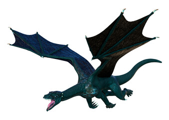 3D Rendering Fairy Tale Dragon on White