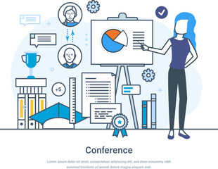 Conference, team communication, business meeting concept web page