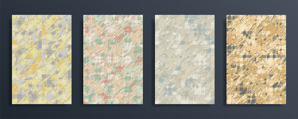 Set abstract vector backgrounds. Grunge texture seamless patterns.