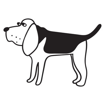 recommend clip art: Bloodhound standing. Outline icon. Vector illustration on white background.