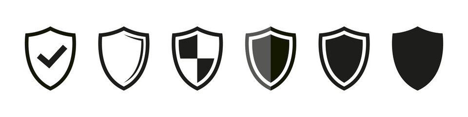 Shield icon. Safe protection sign. Secure guard symbol. Shield vector set. Protect isolated on white background.