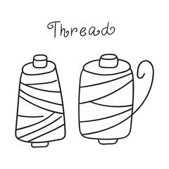 Thread. Vector outline icon on white background.
