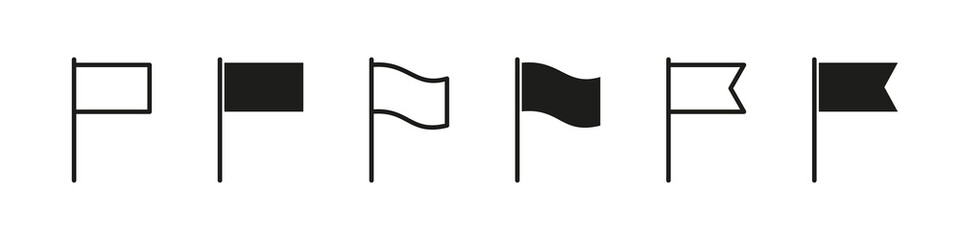 Flag icon. Vector flag shape set. Black marker on white background.