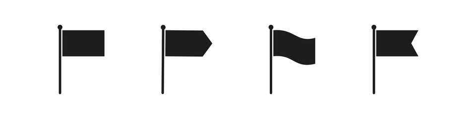 Flag icon. Vector flag shape set. Black marker on white background.