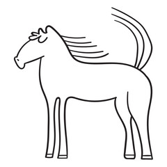 Horse. Standing animal. Outline icon. White background.