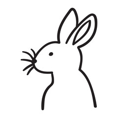 Rabbit head. Outline icon. Simple illustration on white background.