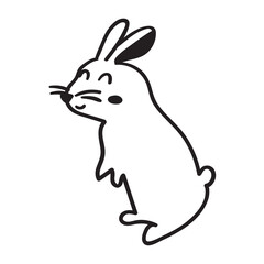Cute friendly rabbit. Childish vector outline illustration. 
