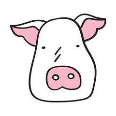 Cute pig face. Hand drawn vector illustration on white background.