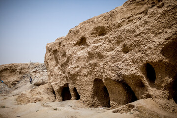 Mazar-i-Sharif city in Afghanistan and caves for homeless people