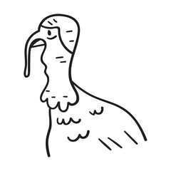 Turkey head. Bird. Outline icon. Vector illustration on white background.