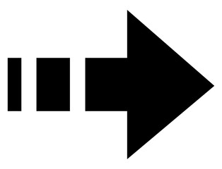Dotted arrow icon. Straight arrow points to the right. Black direction pointer