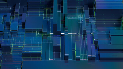 Abstract cyberspace background. Electronic equipment. 3d render.