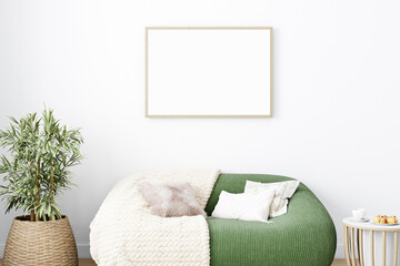 Mockup poster in living room boho a4