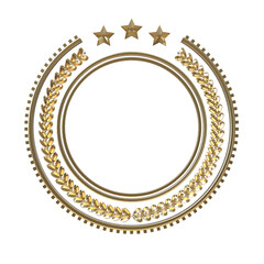 high quality metal badge template with laurel wreath and stars, award, seal, decoration, insignia. isolated on transparent.