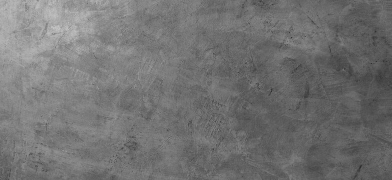 Empty grey cement wall background, well material use for editing text present on free space stucco backdrop 
