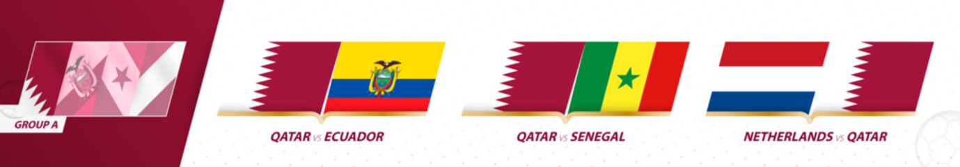 Qatar football team games in group A of International football tournament 2022.