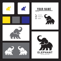 Elephant Logo Design Template. Logo and business card design.