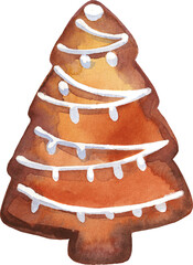 Christmas watercolor gingerbread and cookies