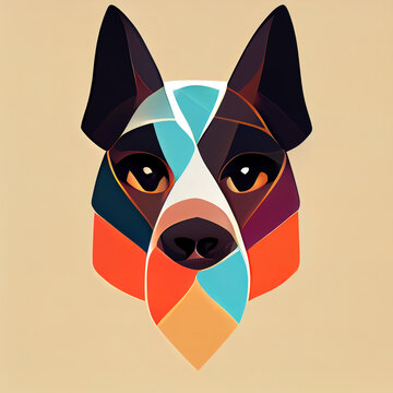 Illustrated stylized dog head. Digital illustration