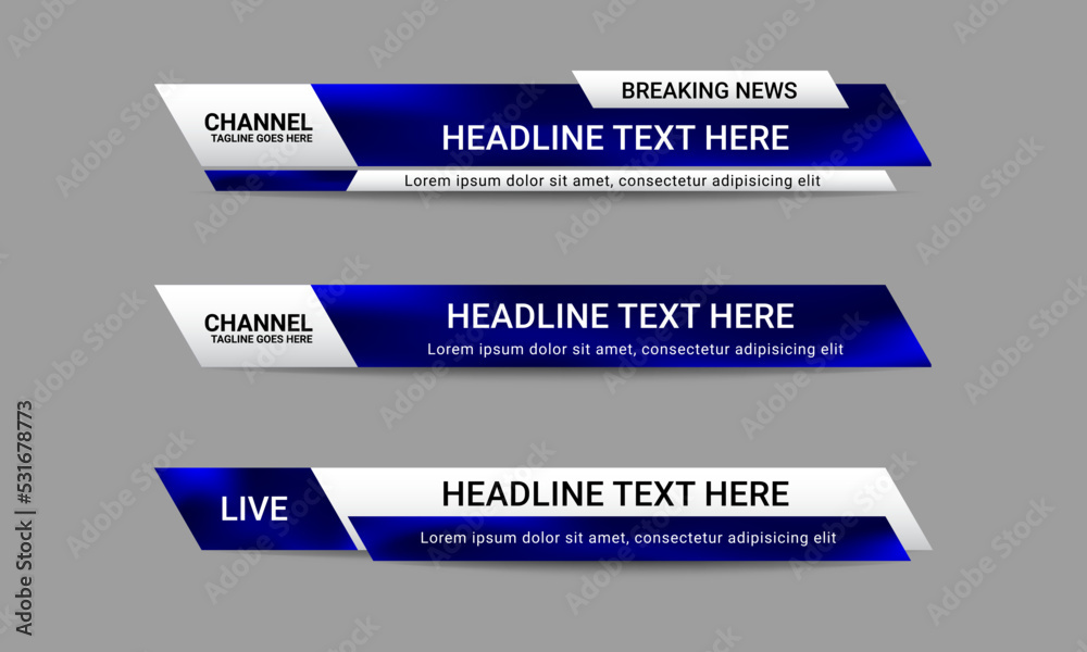 Wall mural set of broadcast news lower third banner templates for television, video and media channels. futuris