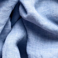 Fototapeta premium Indigo linen fabric texture for sustainable fashion background. Eco friendly fabric