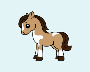 Fototapeta na wymiar Cartoon Horse icon illustration template for many purpose. Drawing lesson for children. Vector illustration 