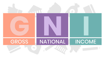 GNI - Gross National Income. acronym business concept. vector illustration concept with keywords