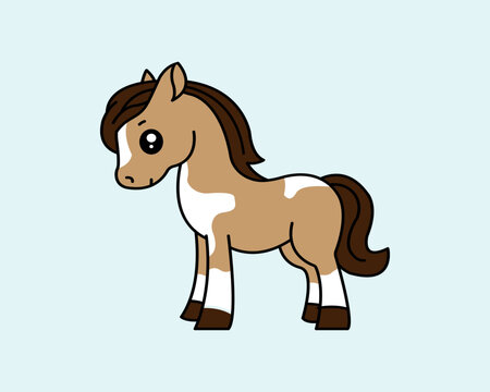 Cartoon Horse icon illustration template for many purpose. Drawing lesson for children. Vector illustration	