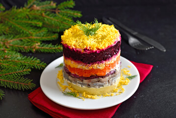 Traditional russian Shuba salad
