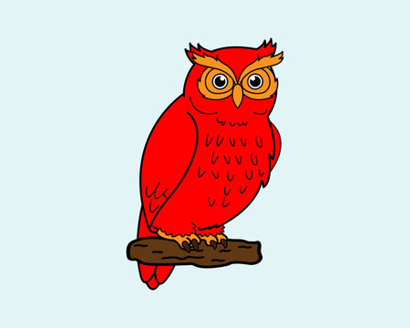 Cartoon Owl icon illustration template for many purpose. Drawing lesson for children. Vector illustration	