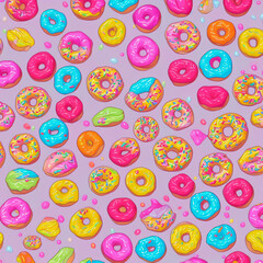 Fototapeta premium seamless pattern , donuts, sweets, png, illustration