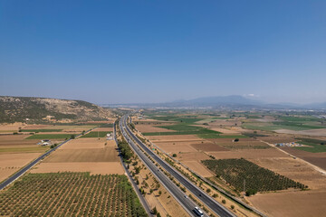 Fototapeta na wymiar ( Izmir - Aydın - Turkey ) Highway road drone photos .