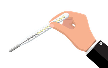 Hand holds thermometer