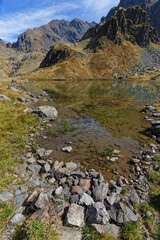 Lake Claret shore in Belledonne moutain range